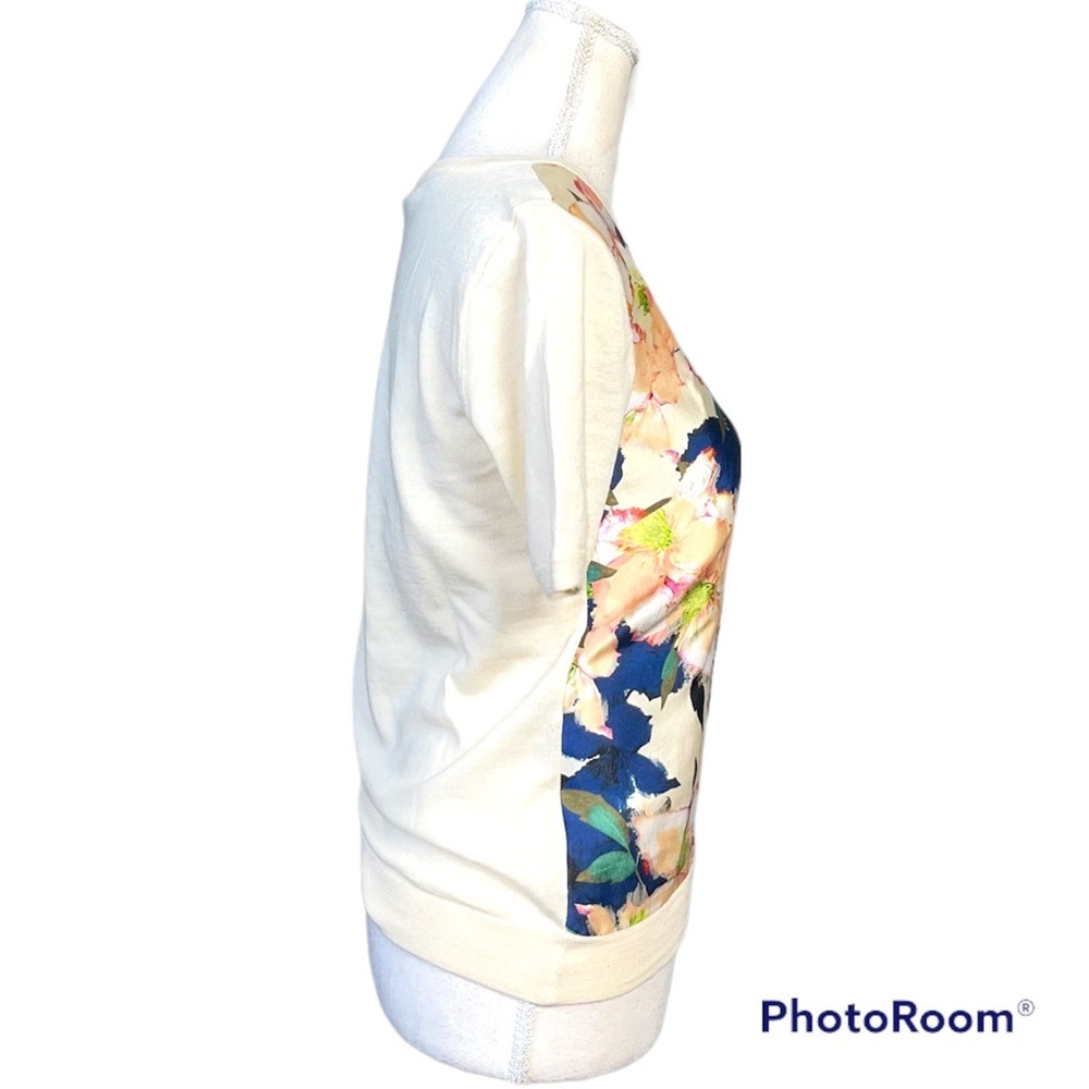 J.Crew Merino wool silk-panel sweater in cove floral - Picture 3 of 6